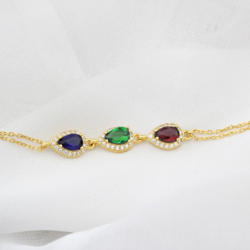 Glorria 925k Sterling Silver Personalized Birthstone Silver Drop Anturage Bracelet Glorria 925k Sterling Silver Personalized Birthstone Silver Drop Anturage Bracelet
