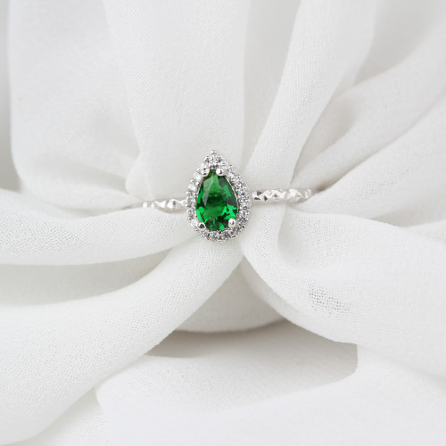 Glorria 925k Sterling Silver Personalized Birthstone Silver Drop Anturage Ring