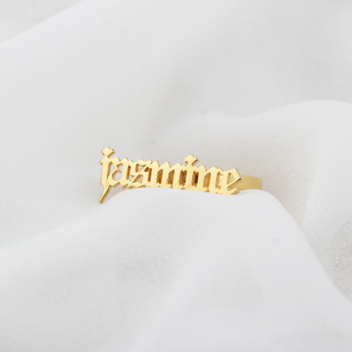 Glorria 925k Sterling Silver Personalized Name Gothic Silver Ring Glorria 925k Sterling Silver Personalized Name Gothic Silver Ring