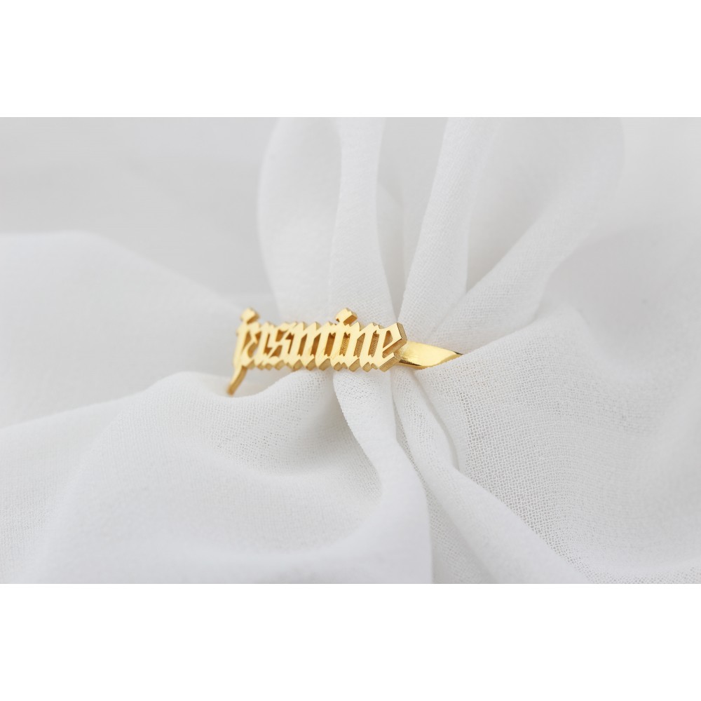Glorria 925k Sterling Silver Personalized Name Gothic Silver Ring