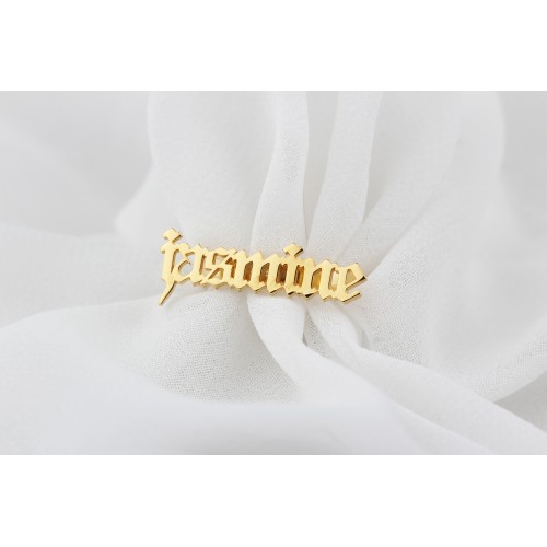 Glorria 925k Sterling Silver Personalized Name Gothic Silver Ring