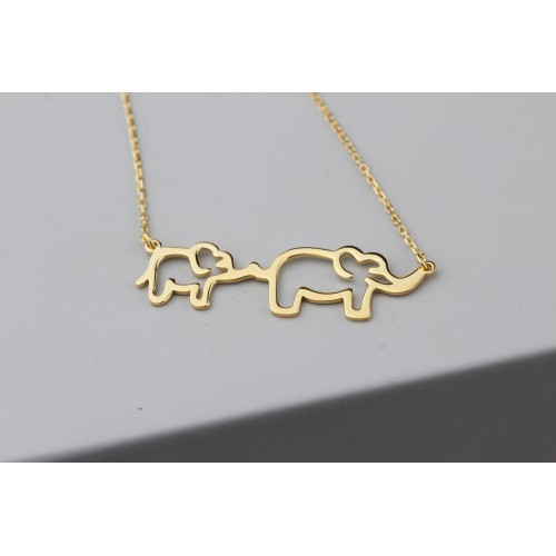 Glorria 925k Sterling Silver Mother and Baby Elephant Necklace Glorria 925k Sterling Silver Mother and Baby Elephant Necklace