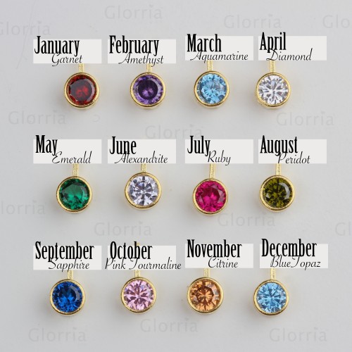 Glorria 925k Sterling Silver Personalized Birthstone Silver Earrings Glorria 925k Sterling Silver Personalized Birthstone Silver Earrings