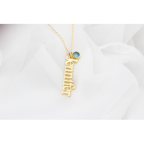 Glorria 925k Sterling Silver Personalized Name Birthstone Sterling Silver Necklace