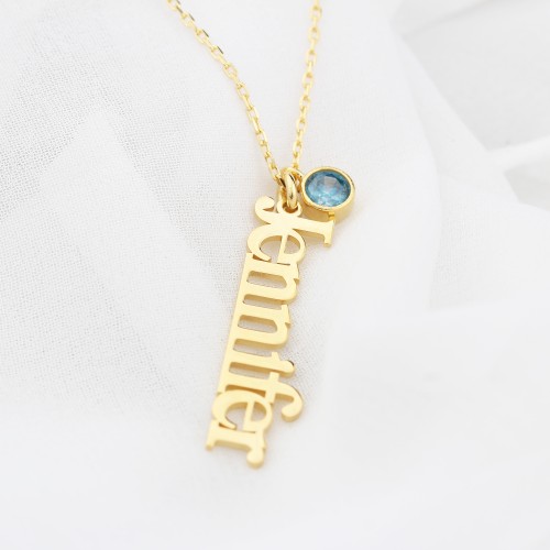 Glorria 925k Sterling Silver Personalized Name Birthstone Sterling Silver Necklace