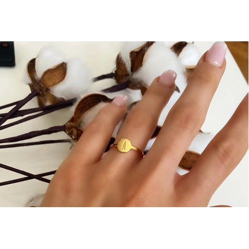 Glorria 925k Sterling Silver Personalized Letter Disc Silver Ring Glorria 925k Sterling Silver Personalized Letter Disc Silver Ring