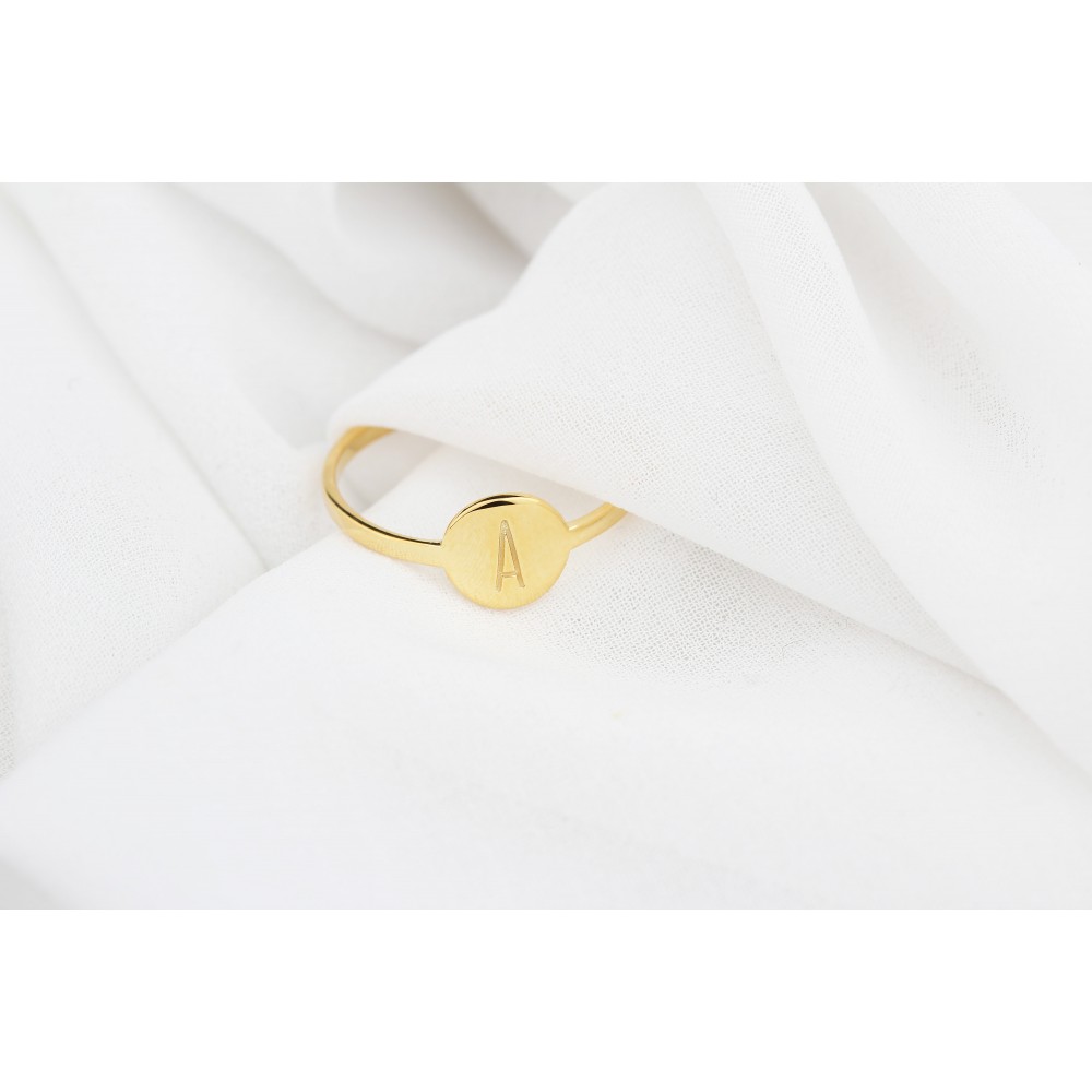 Glorria 925k Sterling Silver Personalized Letter Disc Silver Ring