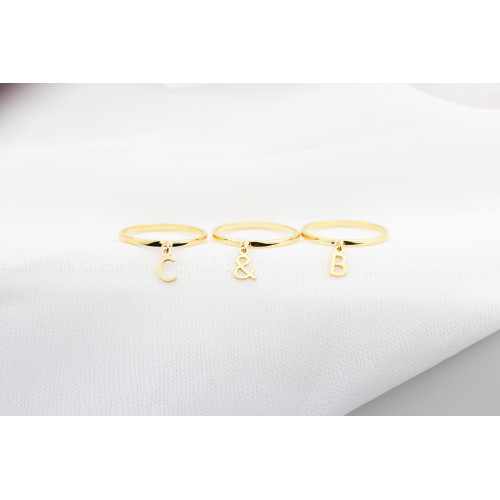 Glorria 925k Sterling Silver Personalized Dangling Letter Sterling Silver Ring Glorria 925k Sterling Silver Personalized Dangling Letter Sterling Silver Ring