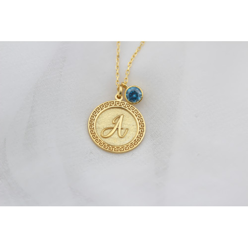 Glorria 925k Sterling Silver Personalized Sterling Silver Birth Stone Plate Letter Necklace Glorria 925k Sterling Silver Personalized Sterling Silver Birth Stone Plate Letter Necklace