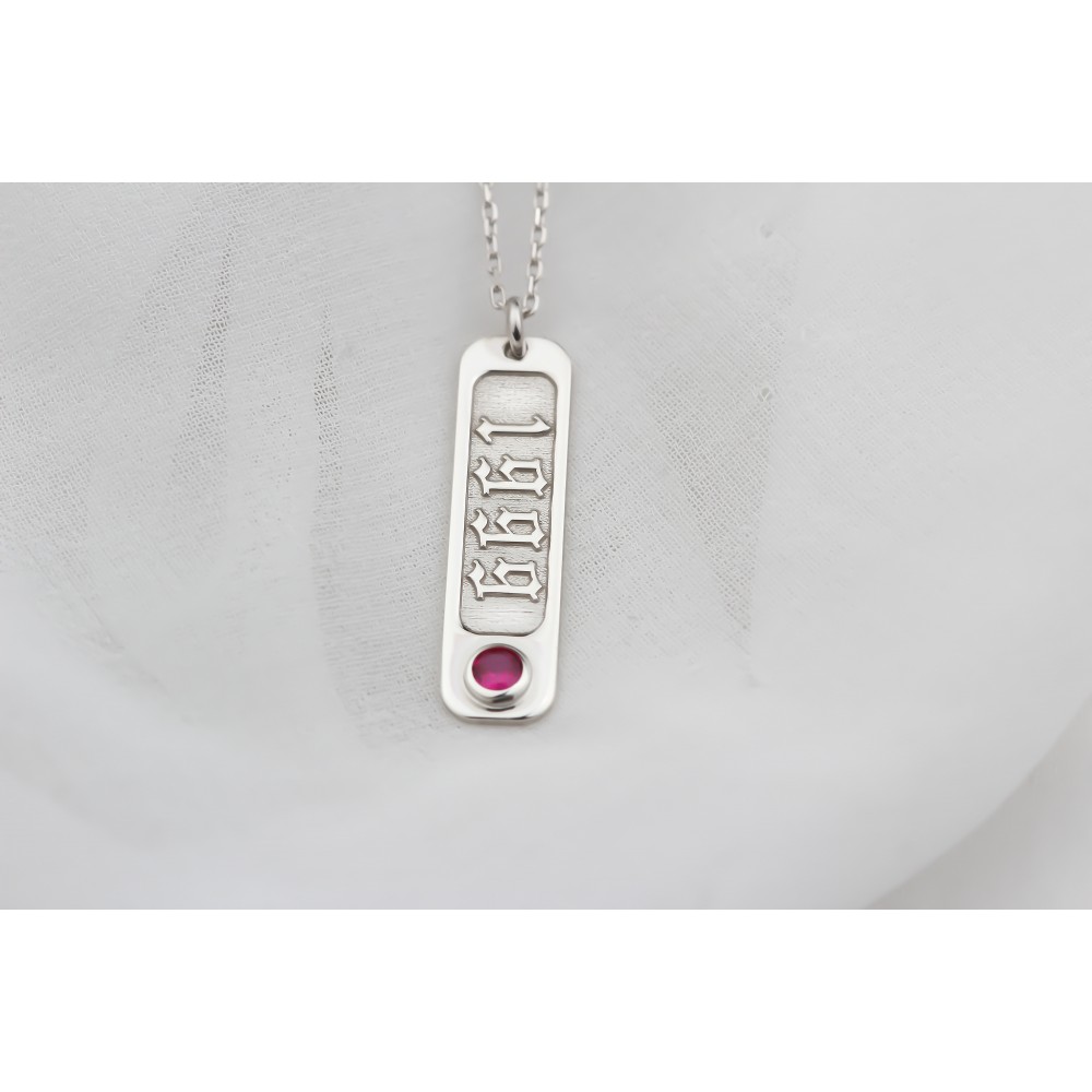 Glorria 925k Sterling Silver Personalized Sterling Silver Date Necklace with Birthstone