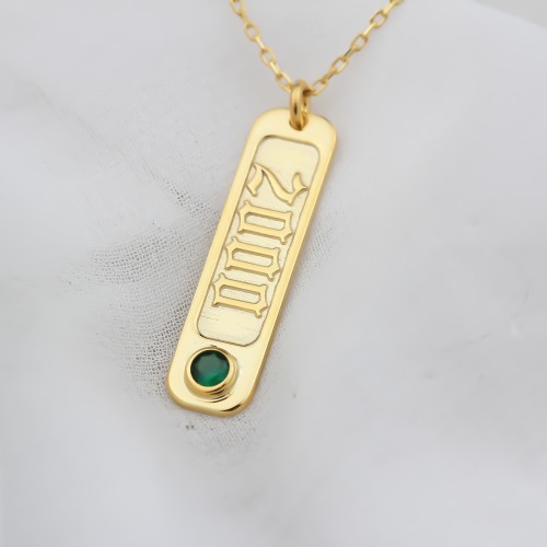 Glorria 925k Sterling Silver Personalized Sterling Silver Date Necklace with Birthstone