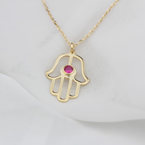 Glorria 925k Sterling Silver Personalized Sterling Silver Birthstone Fatima Hand Necklace Glorria 925k Sterling Silver Personalized Sterling Silver Birthstone Fatima Hand Necklace