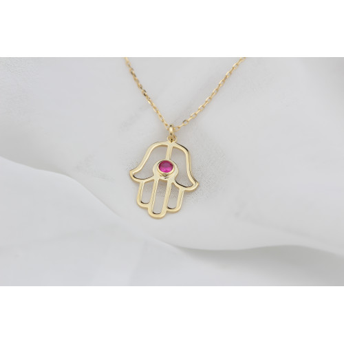 Glorria 925k Sterling Silver Personalized Sterling Silver Birthstone Fatima Hand Necklace Glorria 925k Sterling Silver Personalized Sterling Silver Birthstone Fatima Hand Necklace