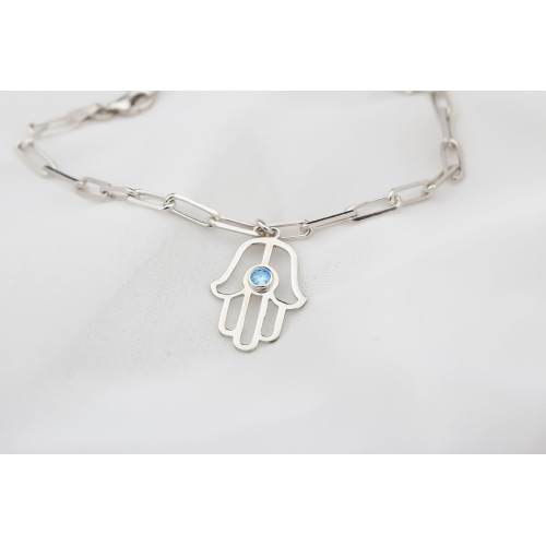 Glorria 925k Sterling Silver Personalized Sterling Silver Birthstone Fatima Hand Bracelet Glorria 925k Sterling Silver Personalized Sterling Silver Birthstone Fatima Hand Bracelet