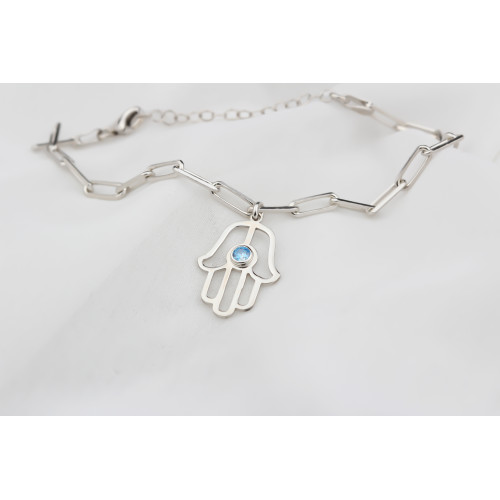 Glorria 925k Sterling Silver Personalized Sterling Silver Birthstone Fatima Hand Bracelet