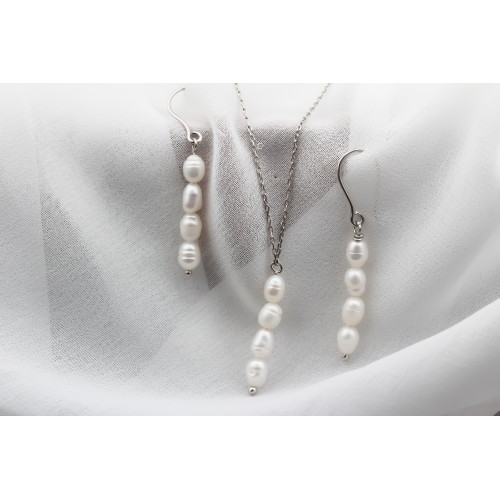 Glorria 925k Sterling Silver Necklace and Earrings Pearl Set Glorria 925k Sterling Silver Necklace and Earrings Pearl Set