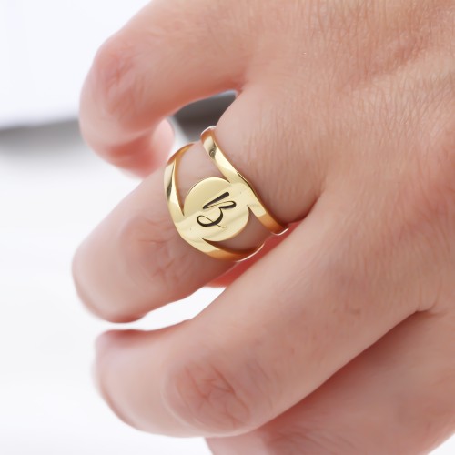 Glorria 925k Sterling Silver Personalized Letter Ring