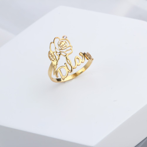 Glorria 925k Sterling Silver Personalized Name And Birth Flower Ring Glorria 925k Sterling Silver Personalized Name And Birth Flower Ring