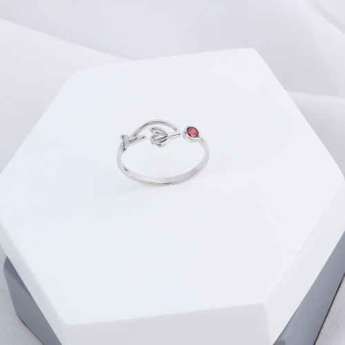 Glorria 925k Sterling Silver Personalized Birthstone And Birth Flower Ring