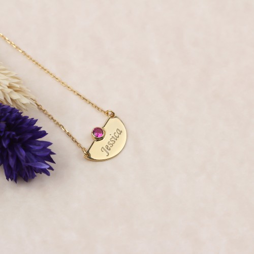 Glorria 925k Sterling Silver Personalized Name Birthstone Sterling Silver Necklace