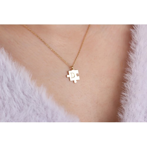 Glorria 925k Sterling Silver Letter Puzzle Necklace