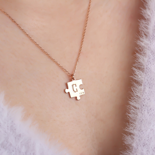 Glorria 925k Sterling Silver Personalized Name Puzzle Necklace