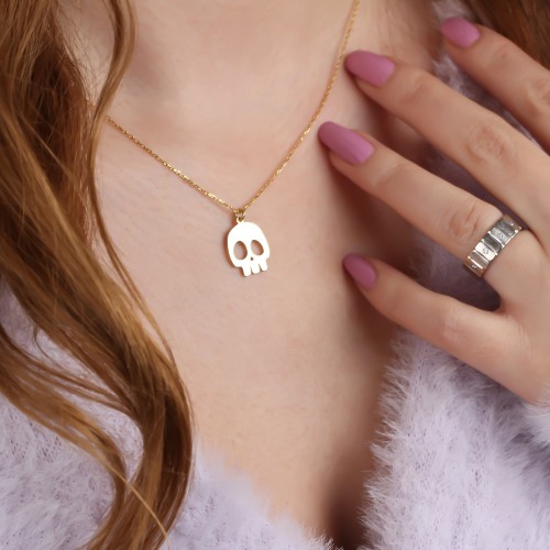 Glorria 925k Sterling Silver Personalized Skull Necklace