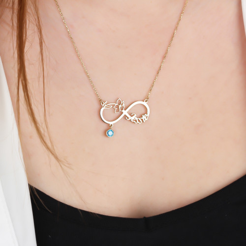 Glorria 925k Sterling Silver Personalized Name Infinity Birth Flower Birthstone Necklace Glorria 925k Sterling Silver Personalized Name Infinity Birth Flower Birthstone Necklace