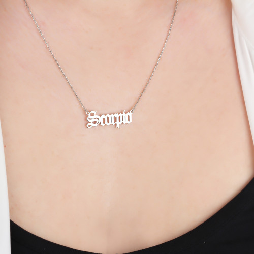 Glorria 925k Sterling Silver Personalized Zodiac Sign Necklace