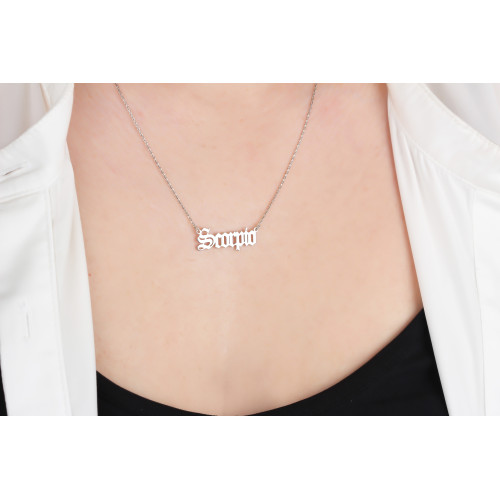 Glorria 925k Sterling Silver Personalized Zodiac Sign Necklace Glorria 925k Sterling Silver Personalized Zodiac Sign Necklace