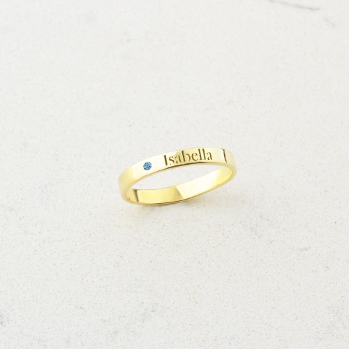 Glorria 925k Sterling Silver Personalized Name And with Birthstone Ring