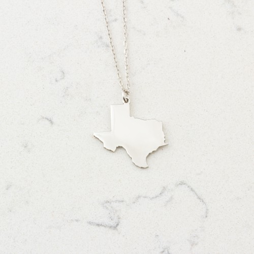 Glorria 925k Sterling Silver Personalized US State Map Silver Necklace