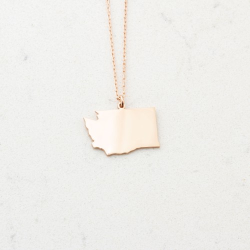 Glorria 925k Sterling Silver Personalized US State Map Silver Necklace