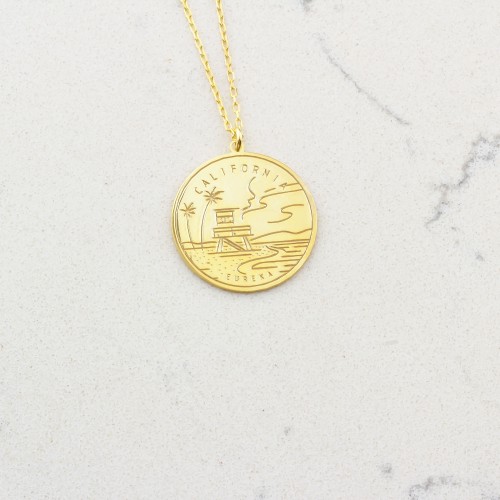 Glorria 925k Sterling Silver Personalized US State Logo Necklace