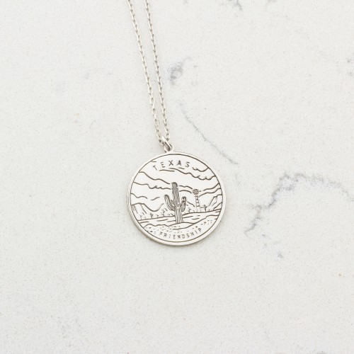 Glorria 925k Sterling Silver Personalized US State Logo Necklace