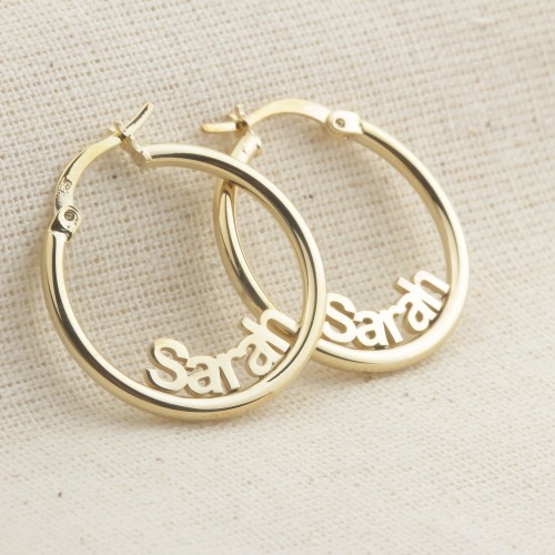 Glorria 925k Sterling Silver Personalized  Name Hoop Earrings Glorria 925k Sterling Silver Personalized  Name Hoop Earrings