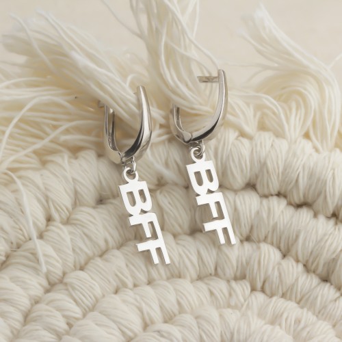 Glorria 925k Sterling Silver Personalized Name Silver Earring Glorria 925k Sterling Silver Personalized Name Silver Earring