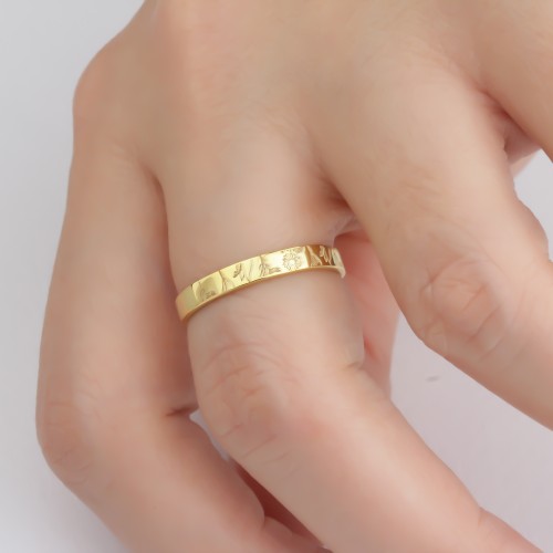 Glorria 925k Sterling Silver Personalized Birth Flower Minimalist Ring