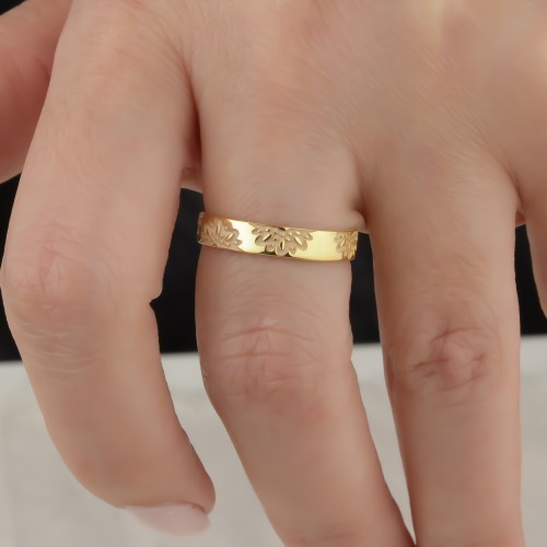 Glorria 925k Sterling Silver Personalized Birth Flower Minimalist Ring