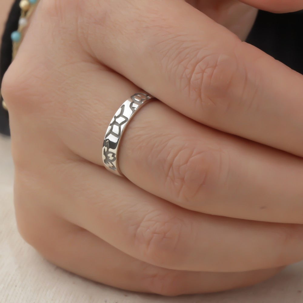 Glorria 925k Sterling Silver Personalized Birth Flower Minimalist Ring