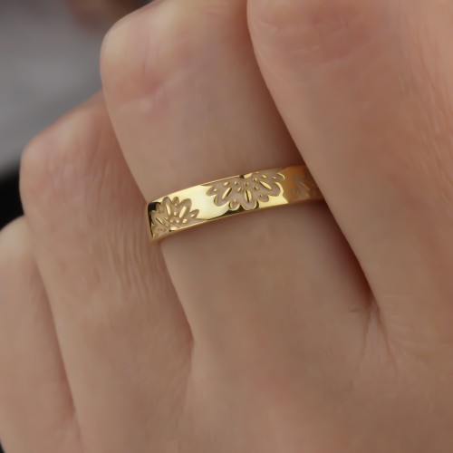 Glorria 925k Sterling Silver Personalized Birth Flower Minimalist Ring