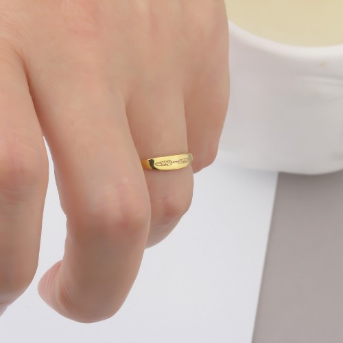 Glorria 925k Sterling Silver Personalized Flower Motif Ring