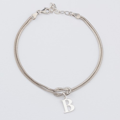 Glorria 925k Sterling Silver Personalized Initial Knot Bracelet