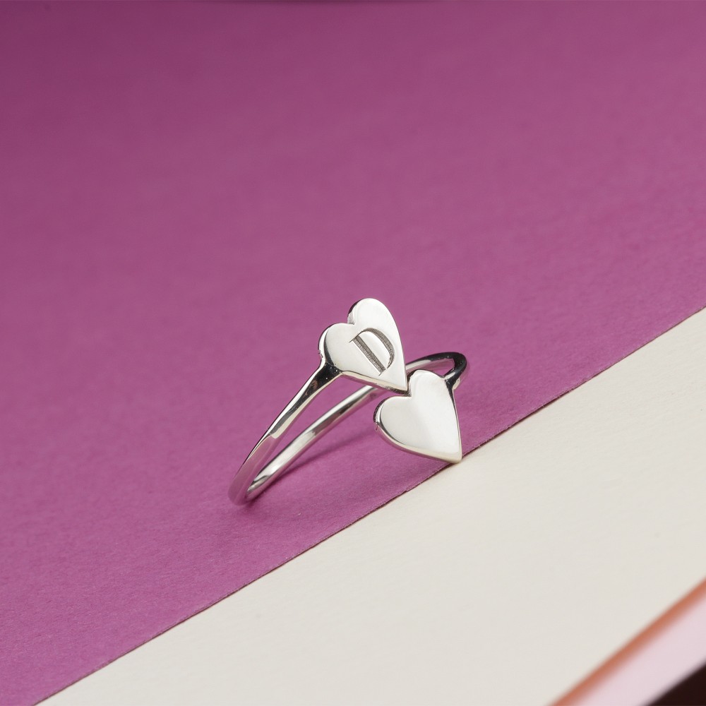 Glorria 925k Sterling Silver Personalized Letter Heart Ring Glorria 925k Sterling Silver Personalized Letter Heart Ring