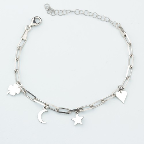 Glorria 925k Silver Personalized Charm Paperclip Bracelet Glorria 925k Silver Personalized Charm Paperclip Bracelet