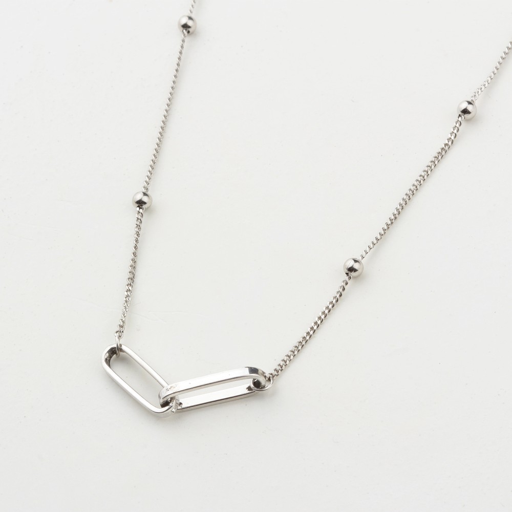 Glorria 925k Sterling Silver Paperclip Link Necklace Glorria 925k Sterling Silver Paperclip Link Necklace