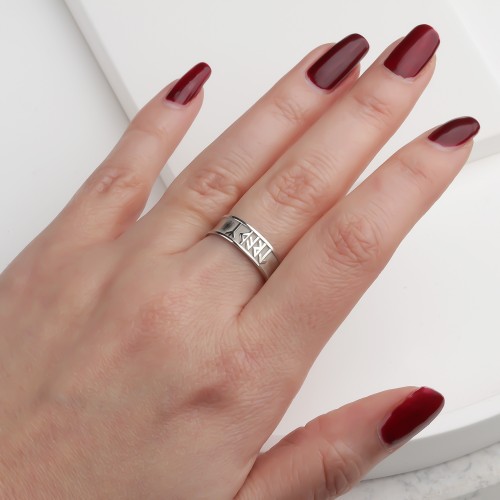 Glorria 925k Sterling Silver Personalized Name Viking Alphabet Ring