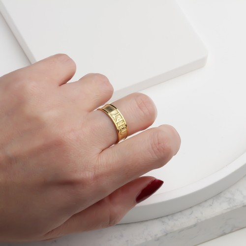 Glorria 925k Sterling Silver Personalized Name Viking Alphabet Ring