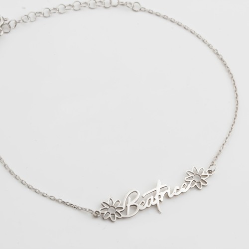 Glorria 925k Sterling Silver Personalized Birth Flower Necklace