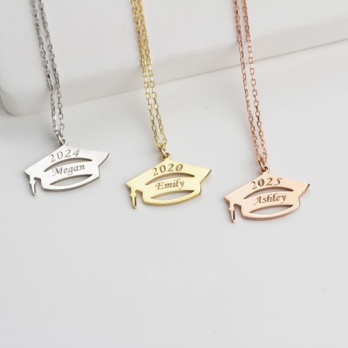 Glorria 925k Sterling Silver Personalized Name Graduation Necklace
